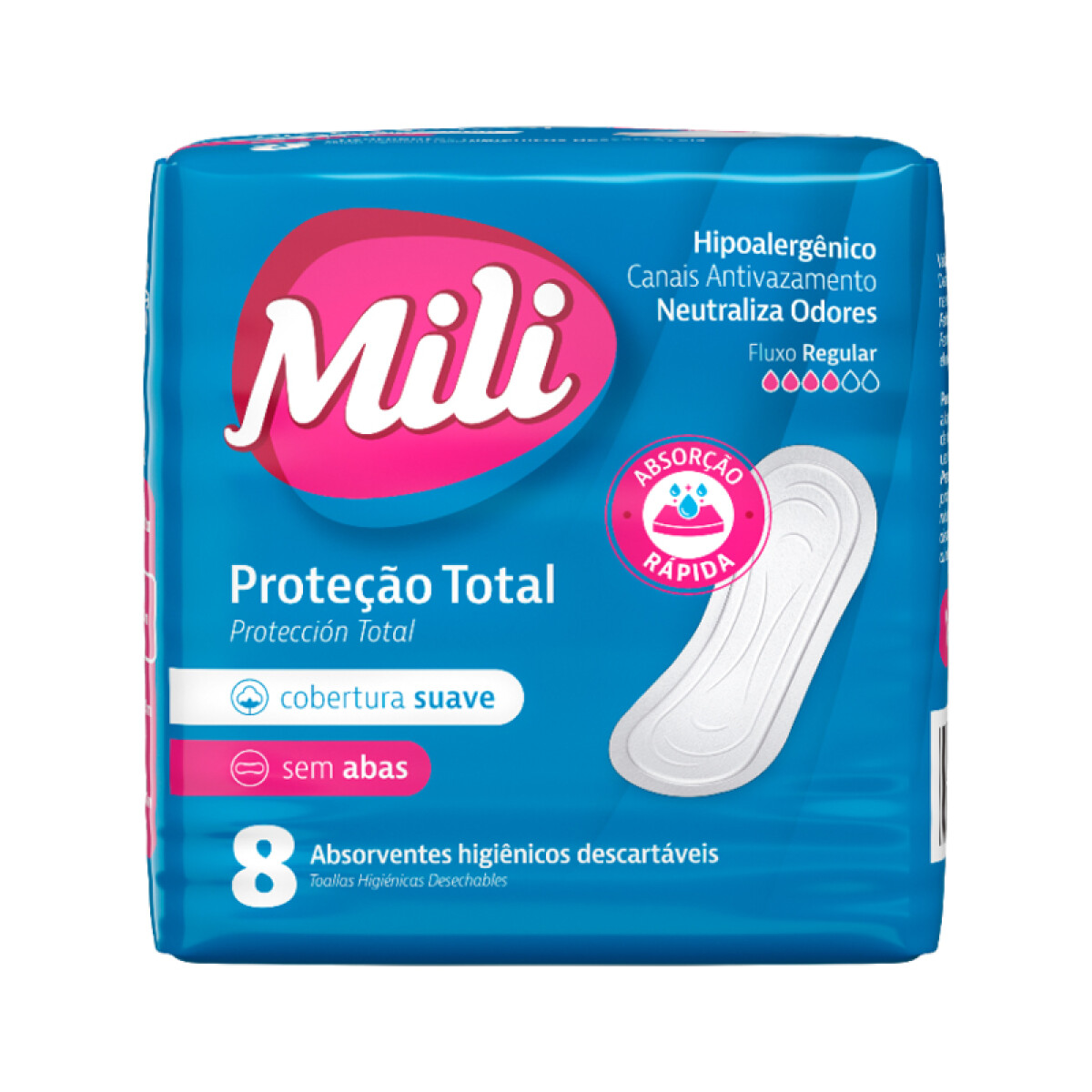 Toalla Femenina MILI Suave sin Alas 8 Pcs 