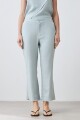 Pantalón de lino con efecto desflecado verde agua