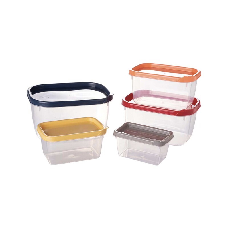 Pack de 5 recipientes rectangulares Plasútil Connect Multicolor