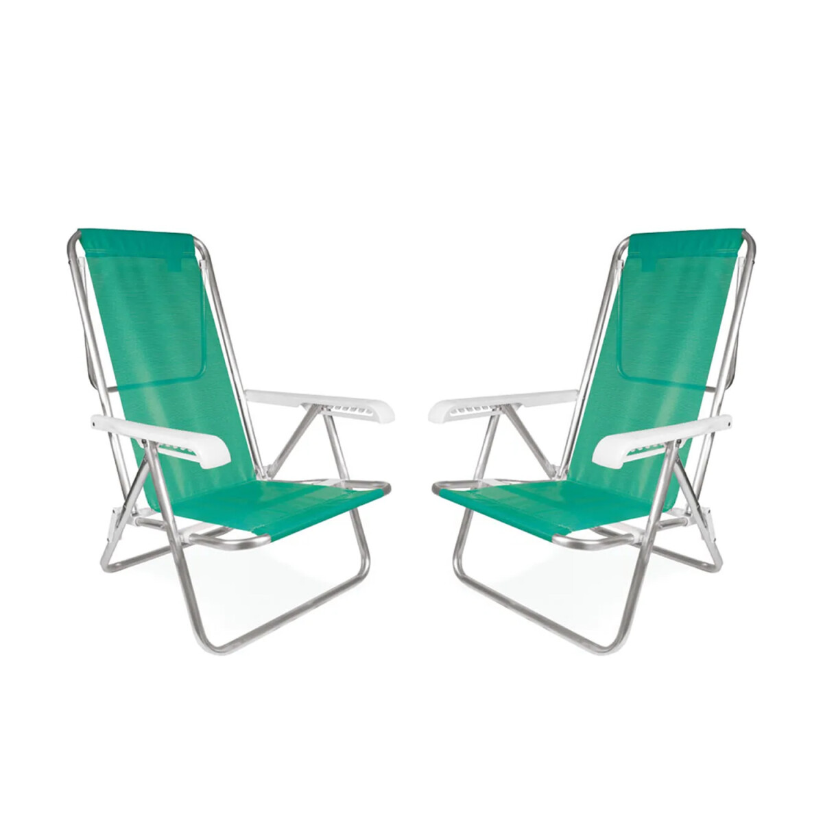 Set X2 Sillas Reclinables 8 Posiciones Aluminio 100Kg PVC - Verde 