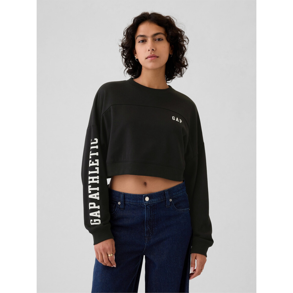 JPN DROP SHOULDER SUPER CROP CREW - TRUE BLACK V2 