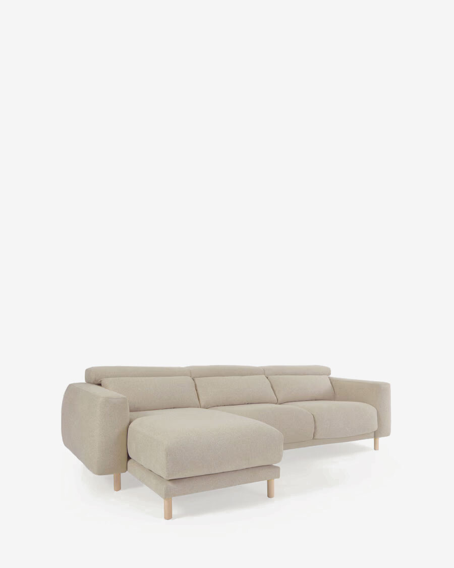 Sofá Singa 3 Plazas con chaise longue izquierdo beige 296 cm
