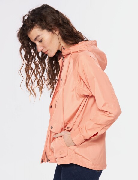 CAMPERA DE NYLON CON CAPUCHA Coral