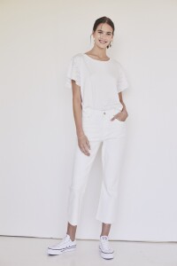 Jean Crop Flare Blanco Blanco