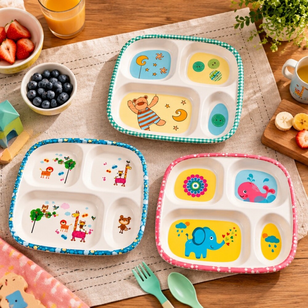 Plato de melamina infantil surtido 23x20 cms Plato de melamina infantil surtido 23x20 cms