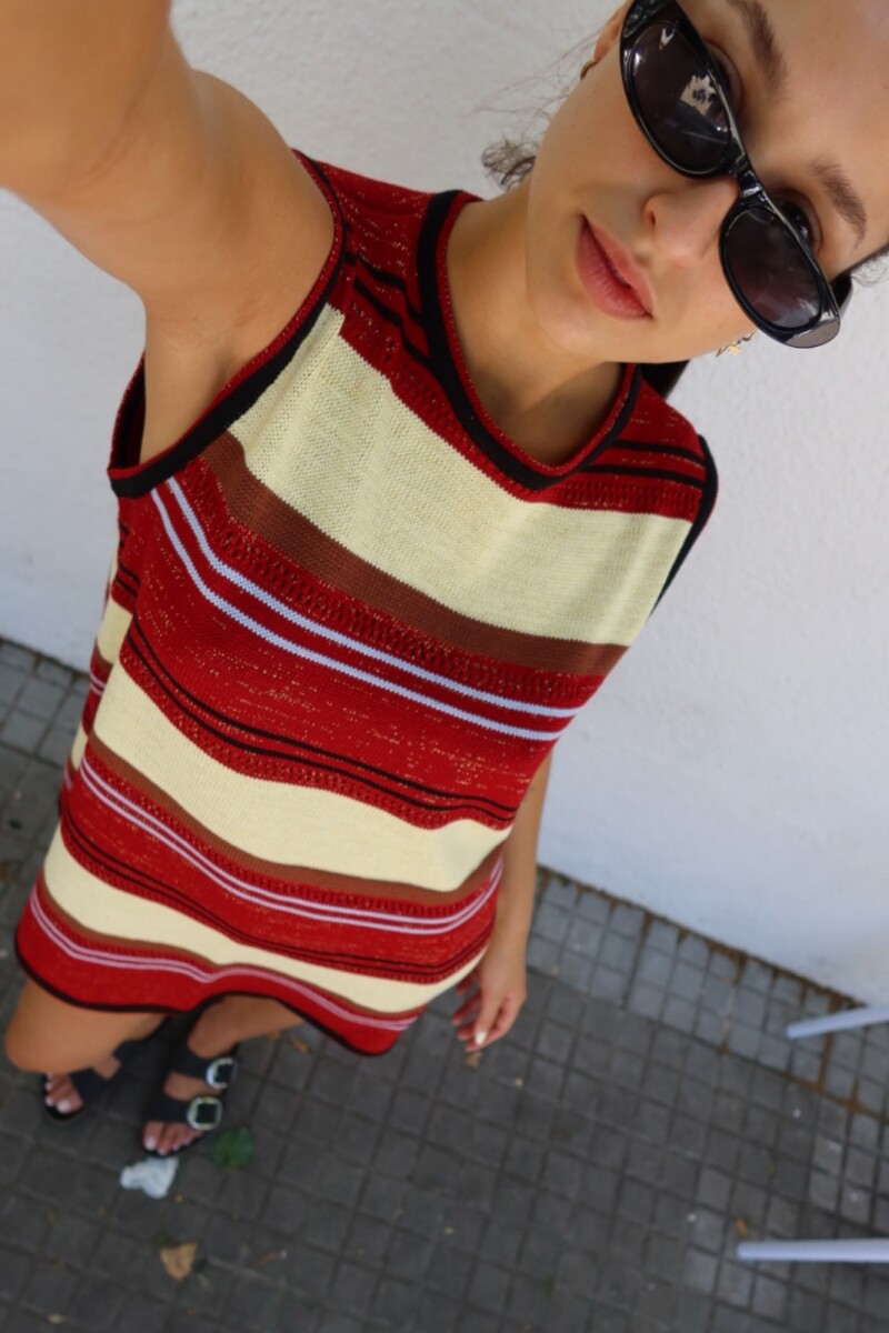 Vestido NEW BLING - Rayas rojo 