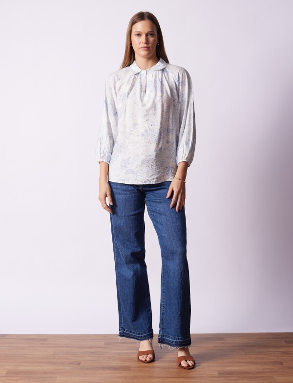 Blusa Algodón Print BLANCO/AZUL