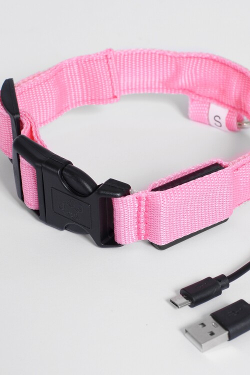 Collar con luz LED recargable rosa