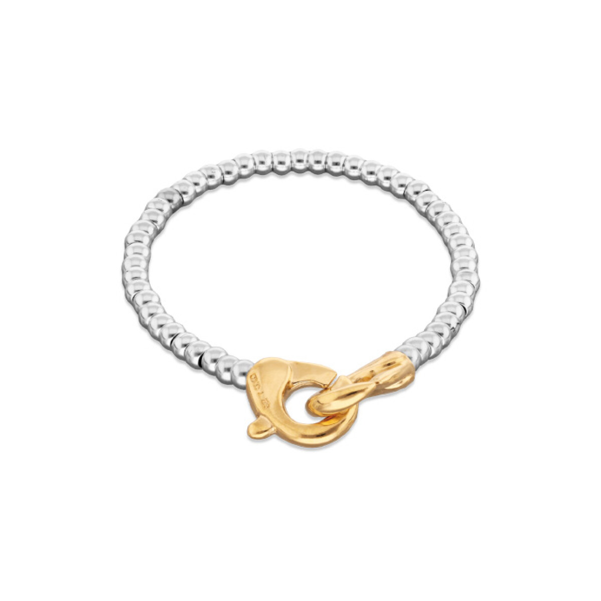 PULSERA DE BOLAS PEQUEÑAS BAÑADA EN PLATA CON MOSQUETON ENTRELAZADO BAÑADO EN ORO 18K - Pulsera 
