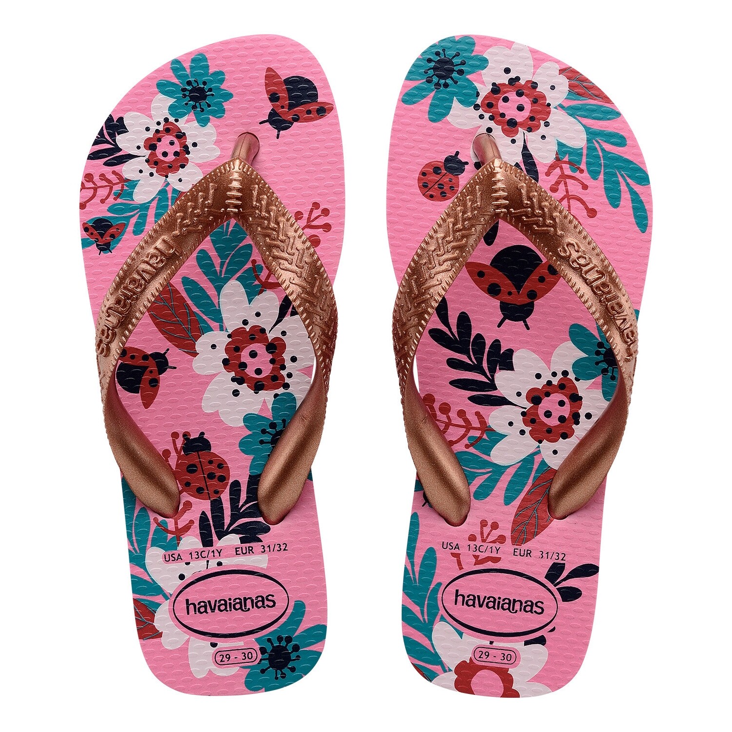 Chancletas Ojotas Havaianas Kids Flores PINK LEMON — Electroventas