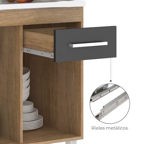 Kit de Cocina Compacta 6 Puertas 1 Cajón 177 x 189 x 52 cm Teka /Grafito