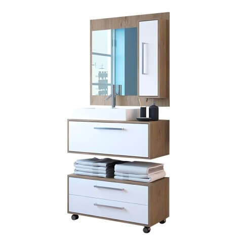 Mueble De Baño 80 Cm Pileta + Espejo Premium La Tentación Mueble De Baño 80 Cm Pileta + Espejo Premium La Tentación