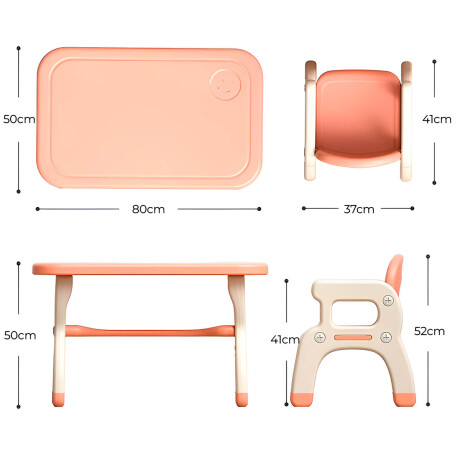Mesa Escritorio Infantil Set + 2 Sillas Multiuso Rosa