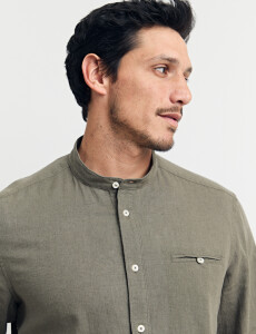 011954 CAMISA HARRINGTON LABEL LINO Oliva