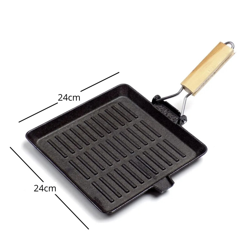 Plancha de hierro grill cuadrada 24 cm NEGRO