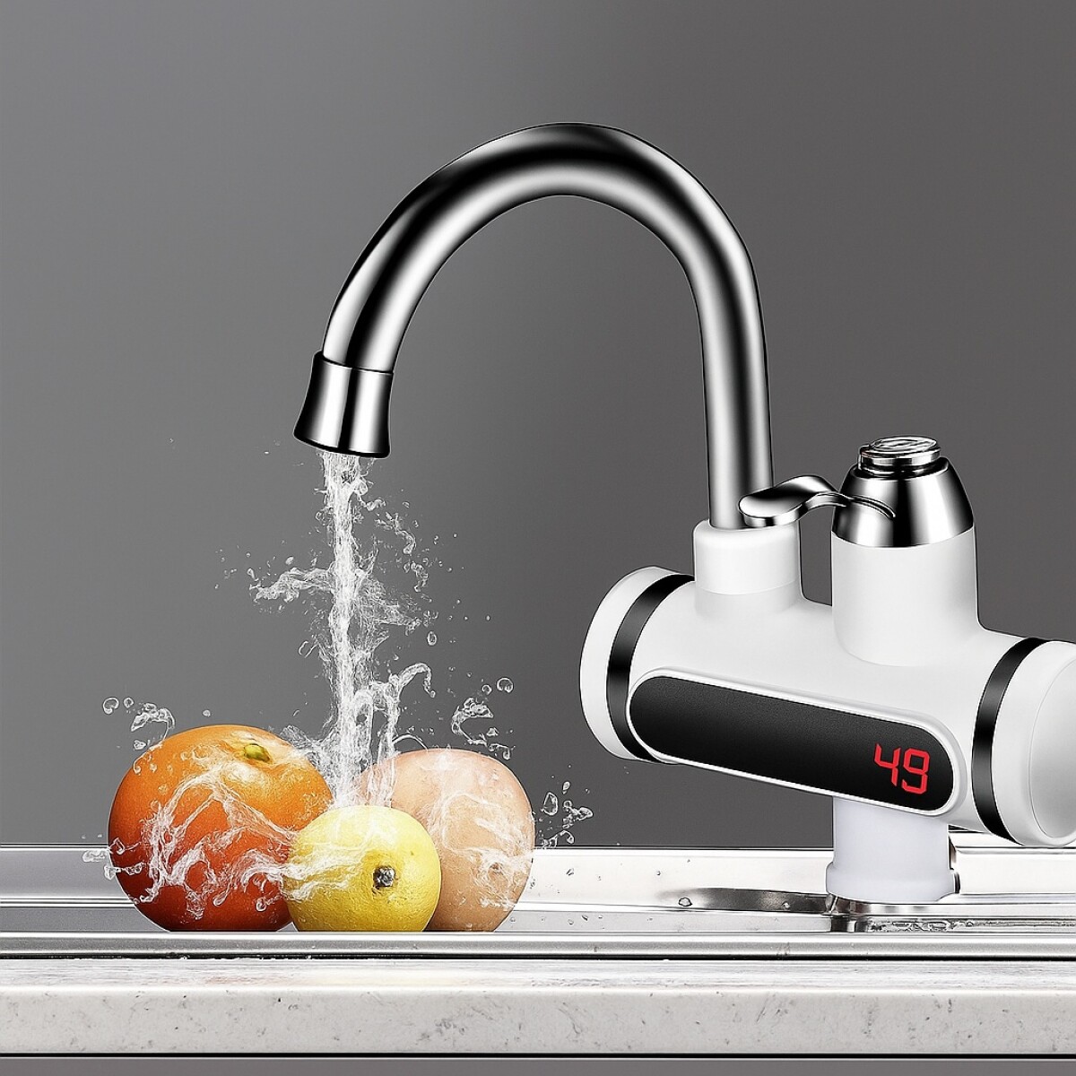 Grifo Calentador Eléctrico Para Cocina De Mesada - Blanco 