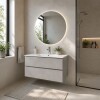 Mueble de baño suspendido Gris Claro 80 cm con bacha incorporada de Loza Mueble De Baño Suspendido Gris Claro 80 Cm Con Bacha Incorporada De Loza