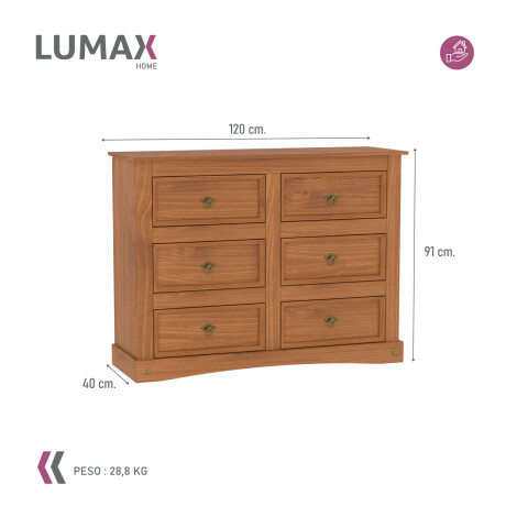 Cómoda Aparador Lumax 6 cajones madera maciza Cómoda Aparador Lumax 6 cajones madera maciza