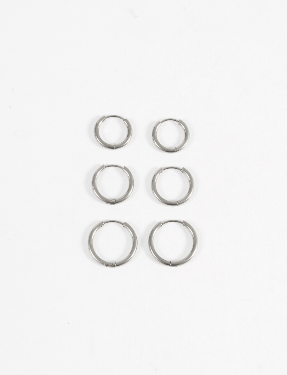 Set de 3 aros acero quirúrgico - plateado 