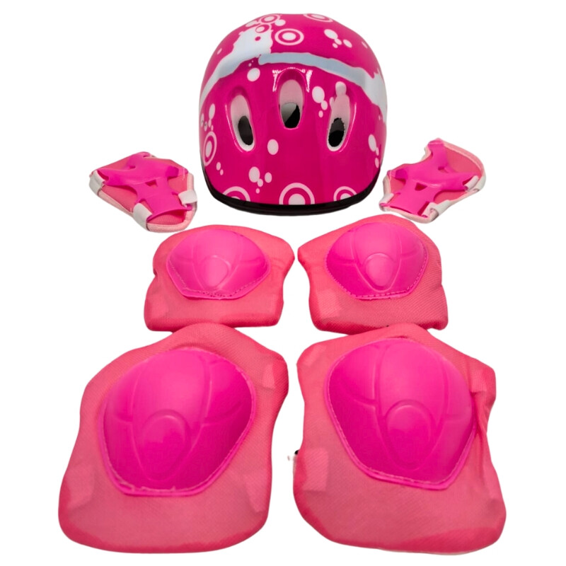 Set Casco, Rodillera y Coderas Rosado