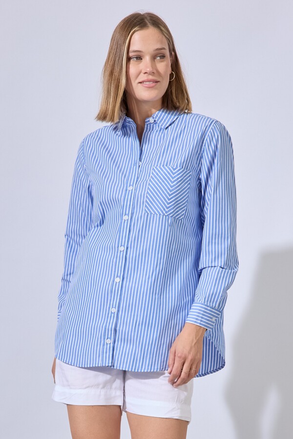 Camisa Lineas AZUL/BLANCO