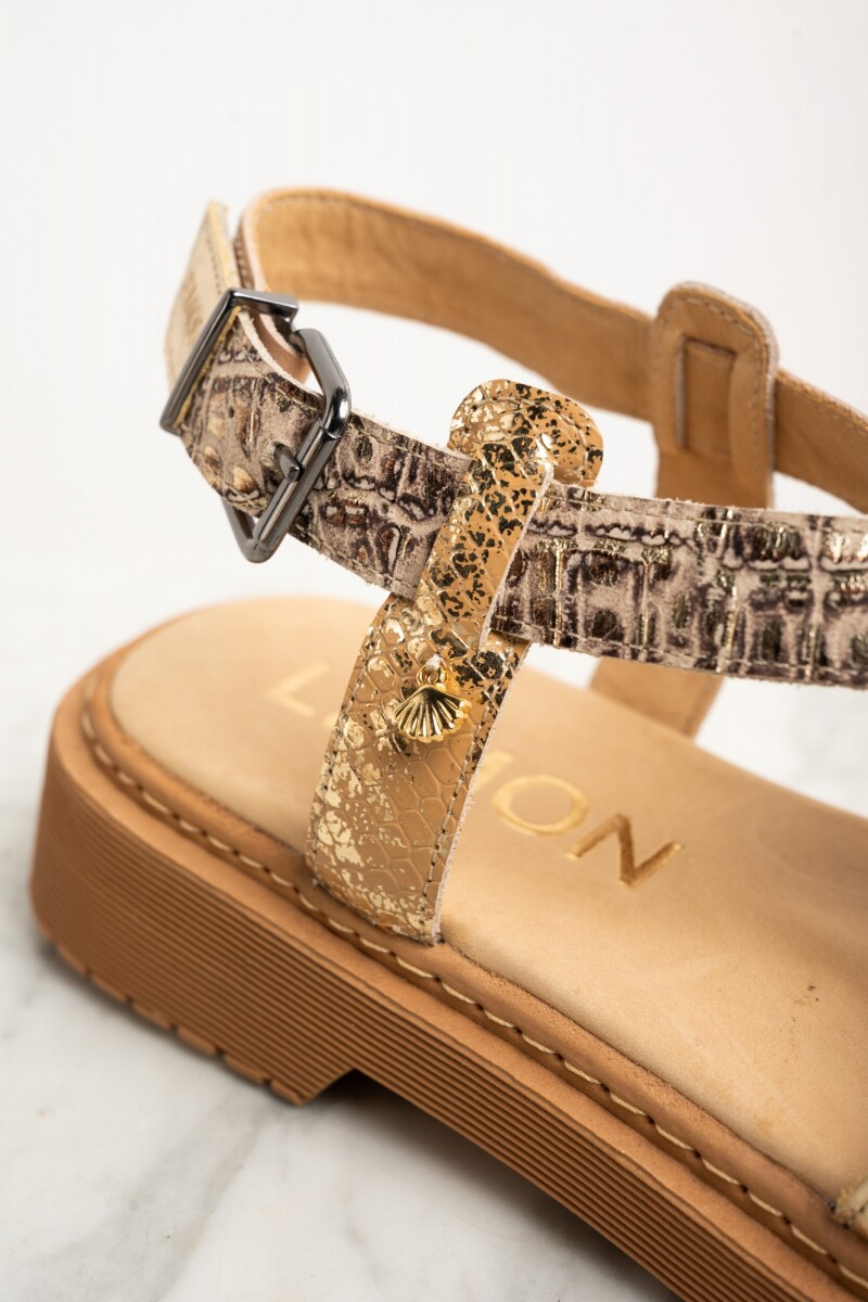 Sandalia Cuero Combinada Rosa