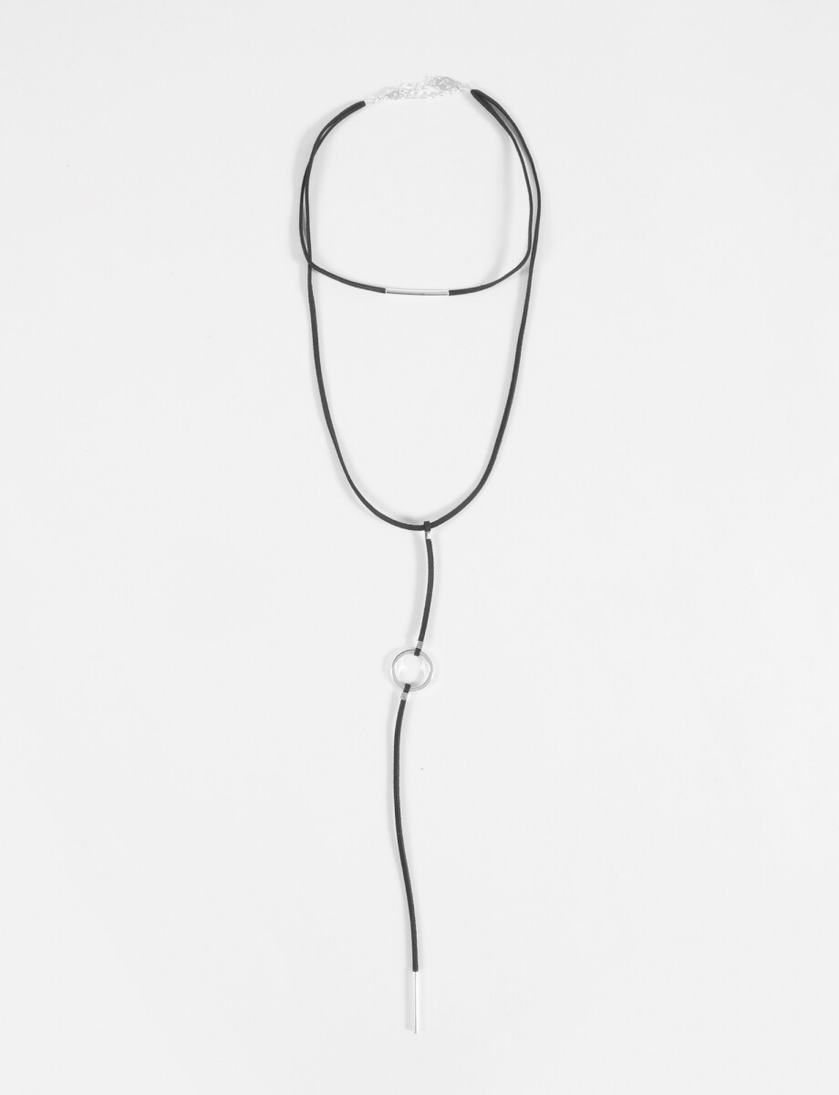 Collar cordón cuentas metálicas - negro 