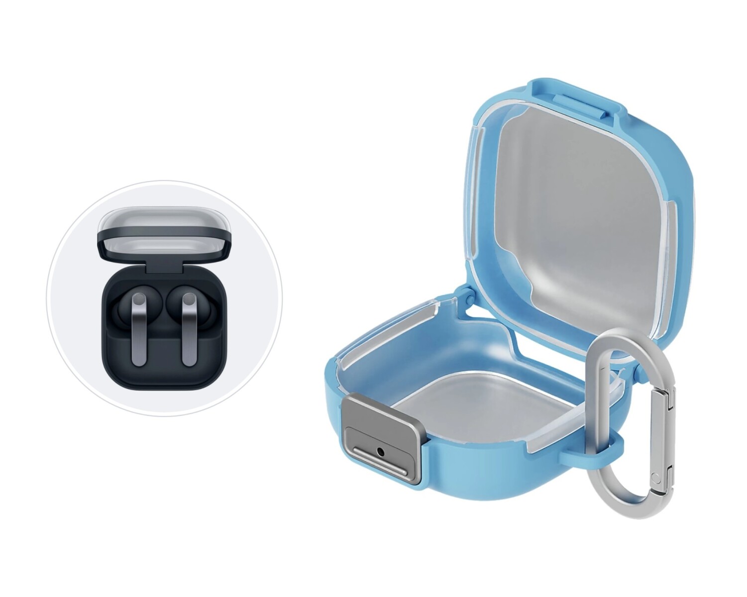 Funda Clip Case con Mosquetón para Galaxy Buds4 y Buds4 Pro - Blue 
