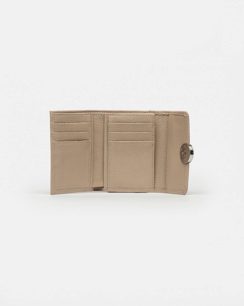 Billetera The Circle En Cuero Graneado Taupe