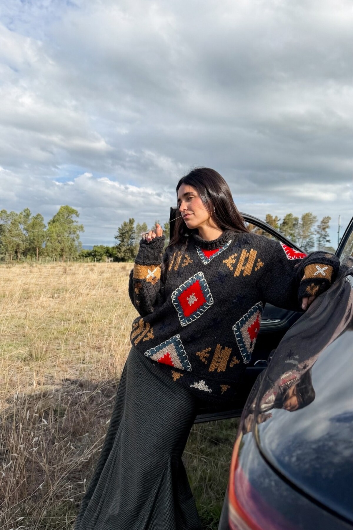 Sweater Gitano Lana Base Gris Oscuro