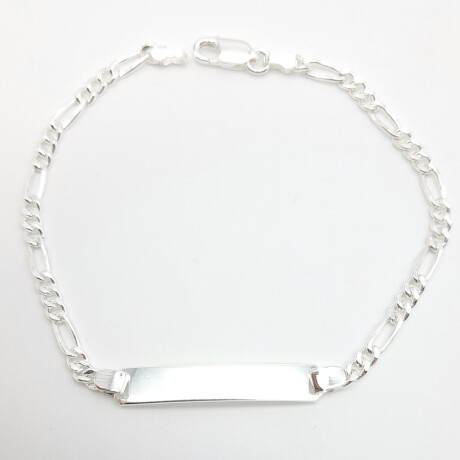 Pulsera de Plata 925 con Placa de Identidad para niño Chapa de 2.7 cm