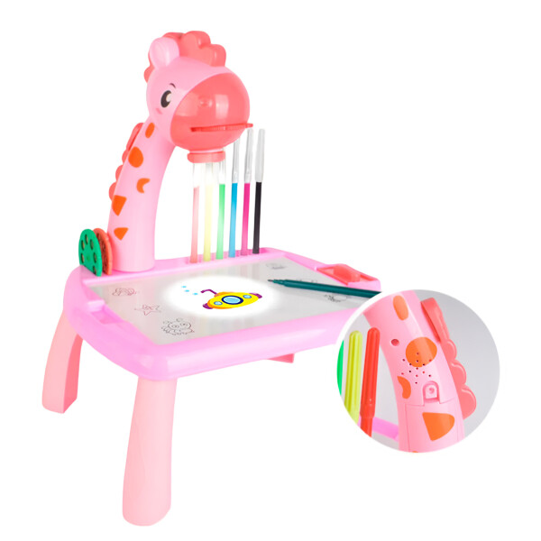 Jirafa Pizarra Mesa Proyector Led + Accesorios Para Dibujar® Color Rosa