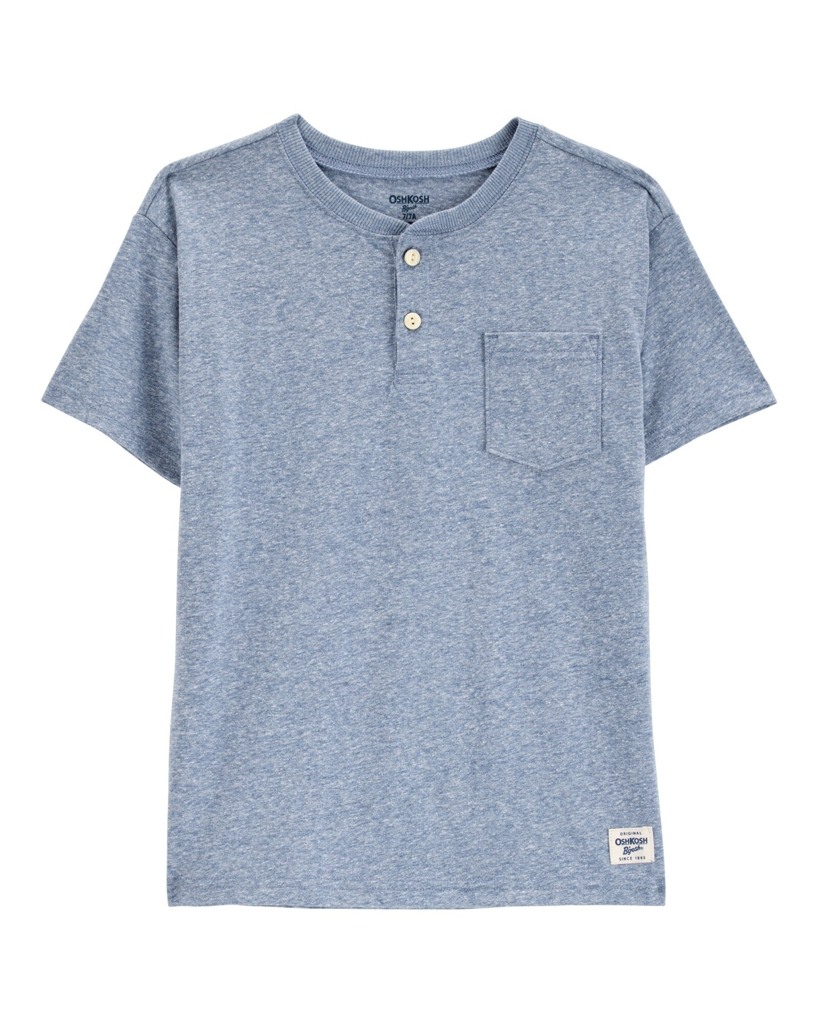Remera henley de algodón, azul Sin color