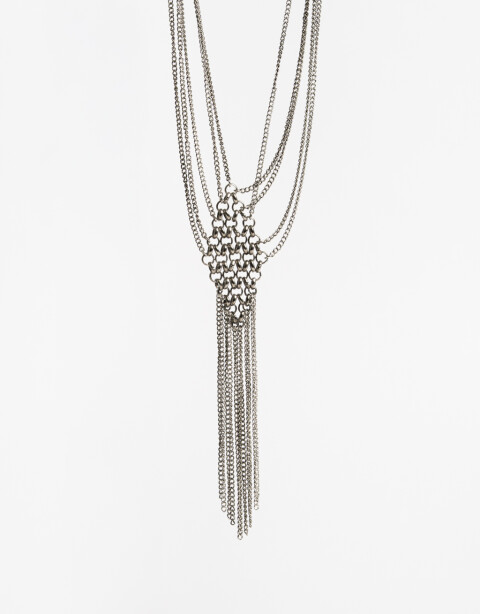 Collares Largos Metal Collar Largo Mesh Metálico - Plateado Antique Silver
