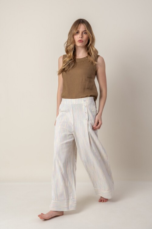 Pantalón ancho de lino Pantalón ancho de lino
