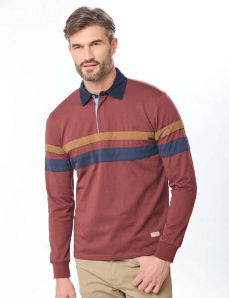 REMERA POLO RAYADA Bordo