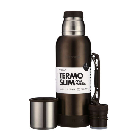 Termo Slim 750Ml. Con Base Silicona Marrón Metalizado
