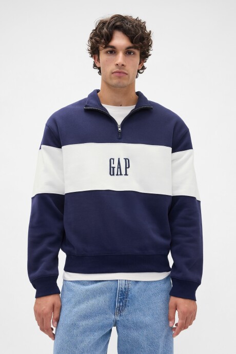 Buzo Deportivo Logo Gap Medio Cierre Hombre New Navy