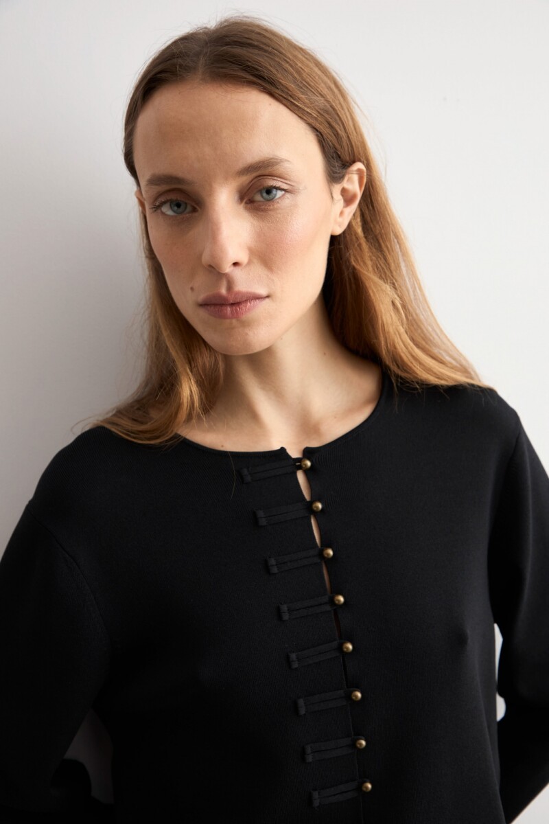 Chaqueta tejida alamares negro