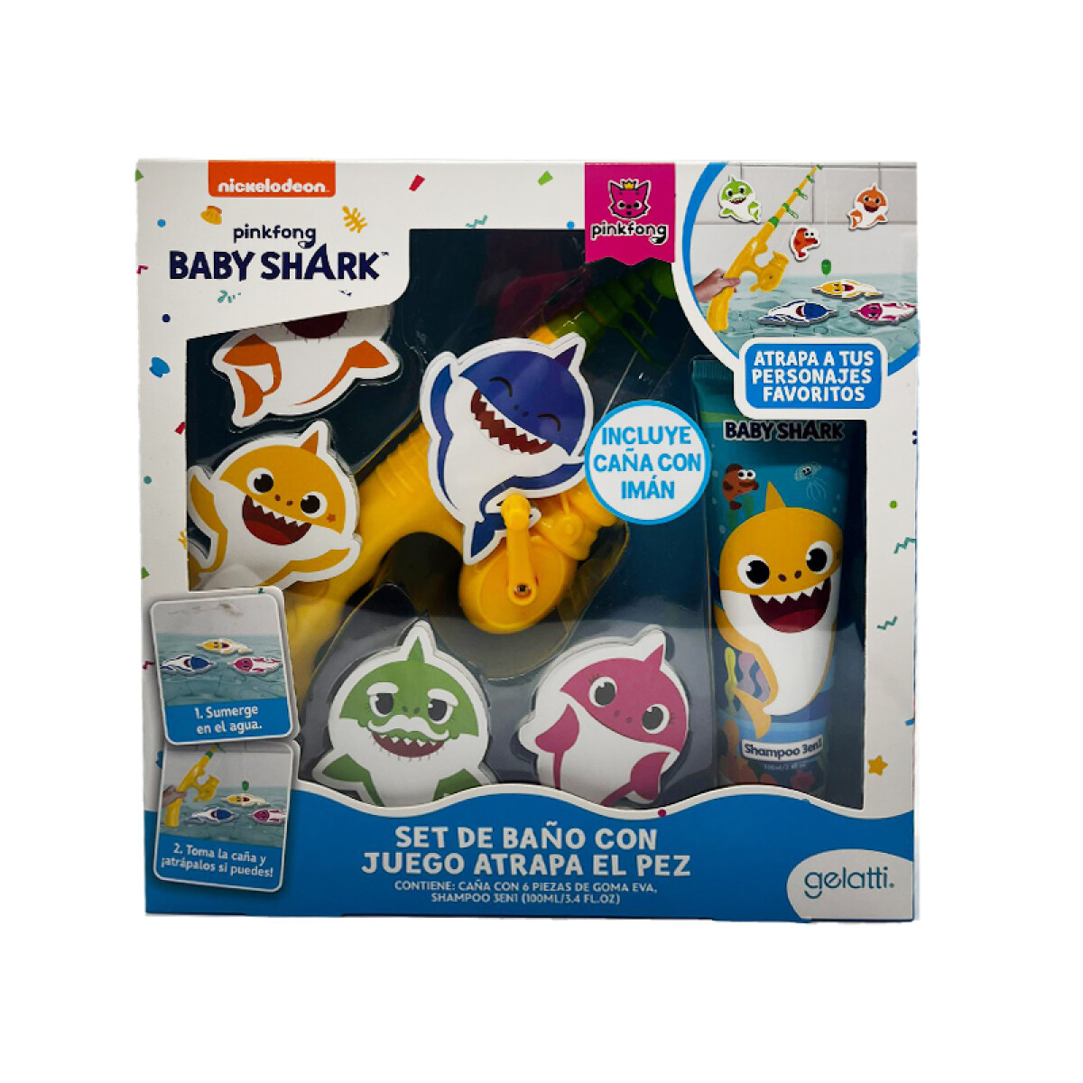 Set Infantil de Baño Personalizado - BABY SHARK con juego de atrapa pez 