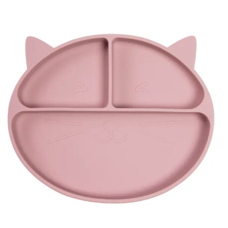 Set De Alimentación De Silicona Carestino Gatito Rosa Malva