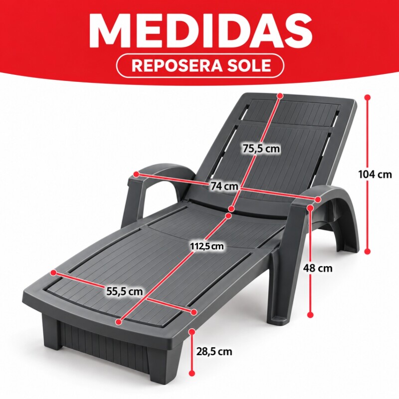 Reposera sole Set X2 para jardin con posiciones GRIS