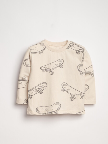 Remera Manga Larga Estampada Skate Cruda