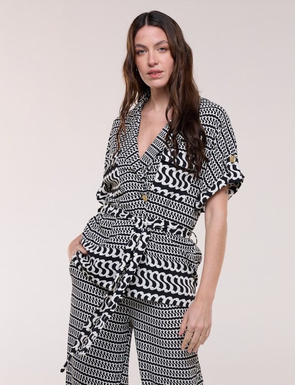 Conjunto Chaqueta Lazo & Pantalón NEGRO/CRUDO