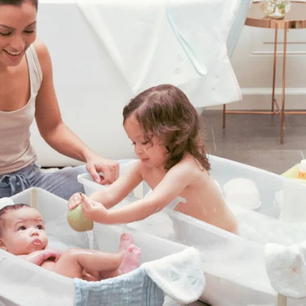 Baño Stokke flexibath XL set c reposera - blanco gris Baño Stokke flexibath XL set c reposera - blanco gris