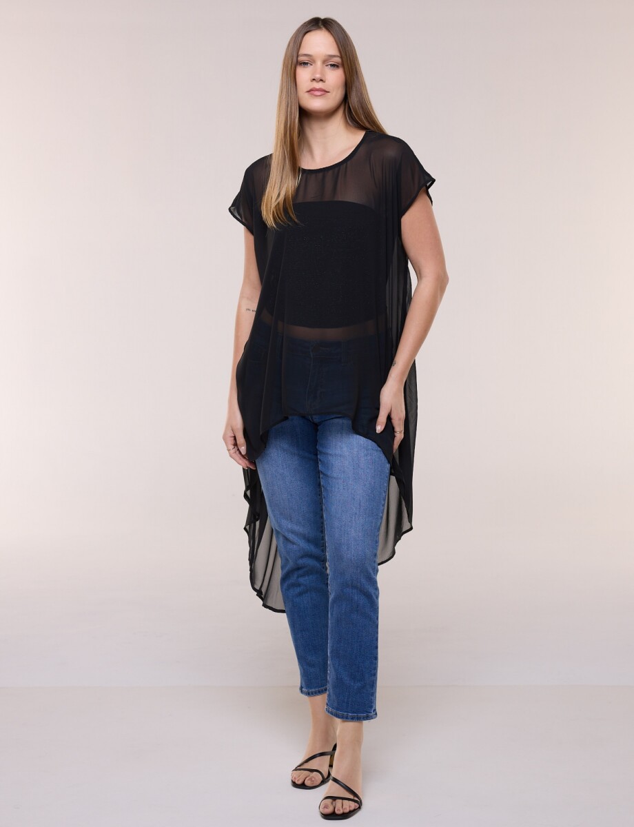 Blusa Larga Gasa - Negro 
