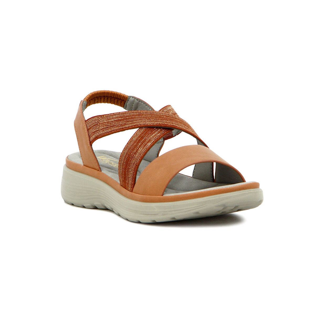 Sandalias Mujer Wonder Confort Tiras Cruzadas - Camel 