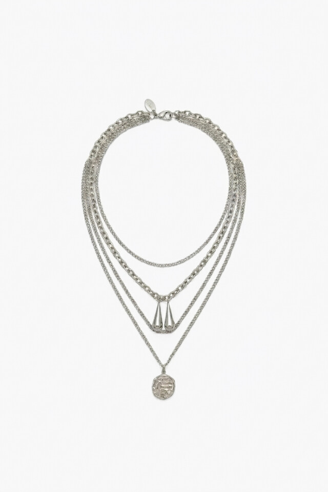 Collar de acero boho plateado