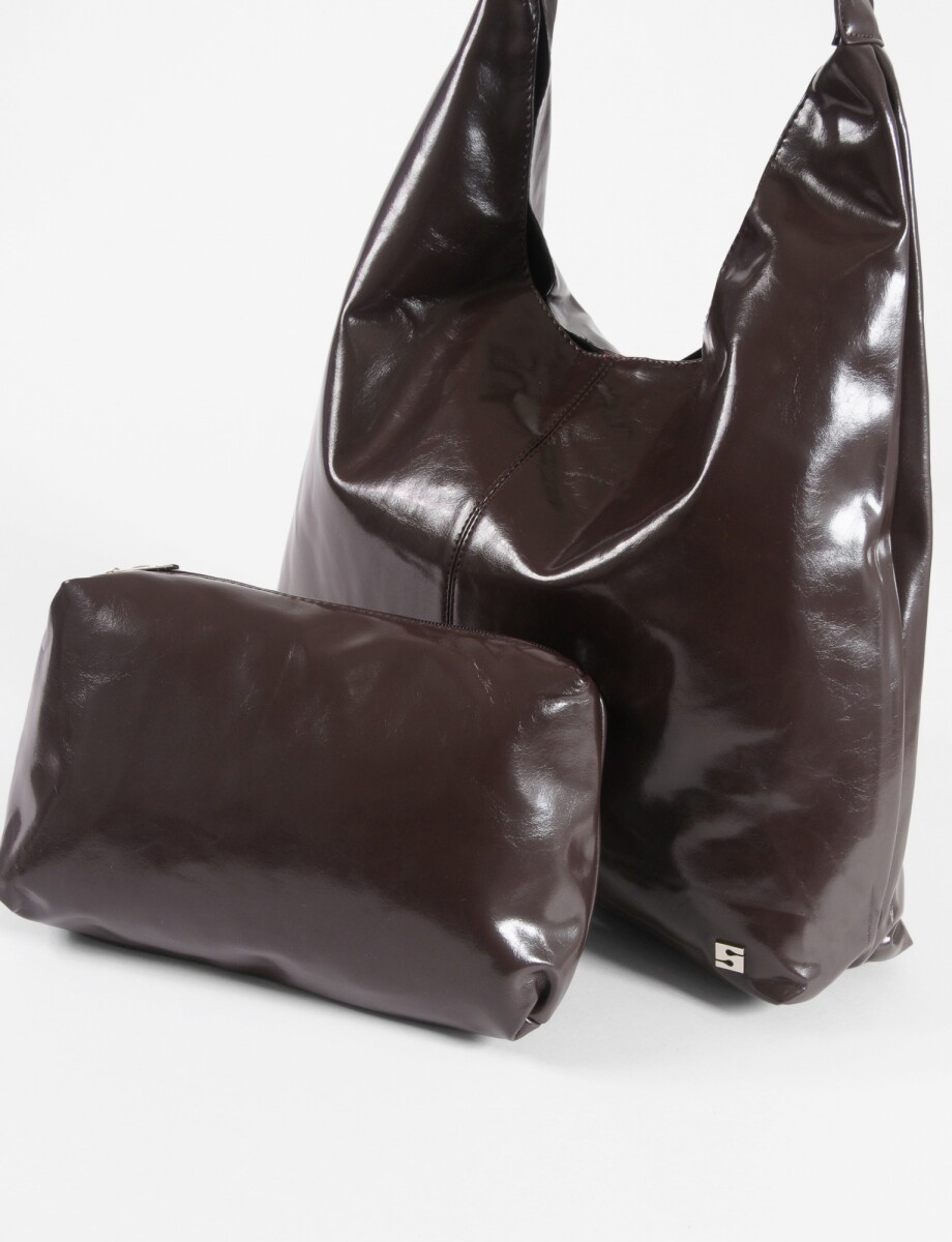 Cartera hobo shinny - chocolate 
