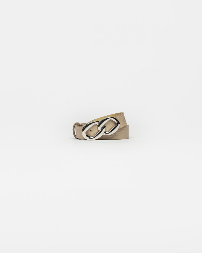 Cinturon Cleo en cuero graneado Taupe